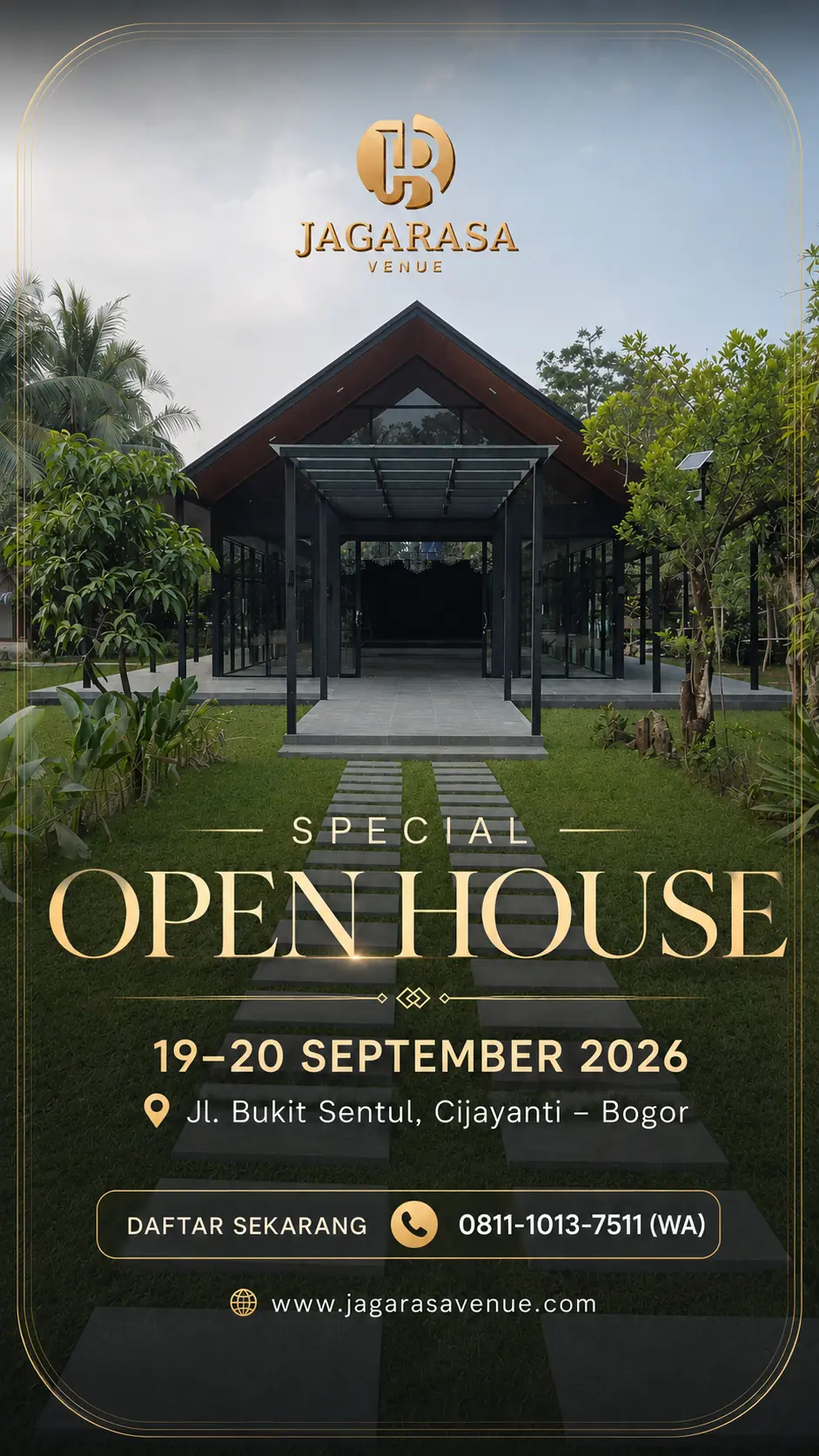 Flyer Special Open House Jagarasa Venue 19 sampai 20 September 2026 di Cijayanti Bogor